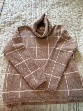 Madewell Taupe Windowpane Turtleneck Sweater